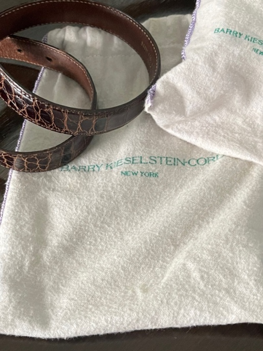 Barry Kieselstein-Cord Brown Croc-Embossed Leather Belt